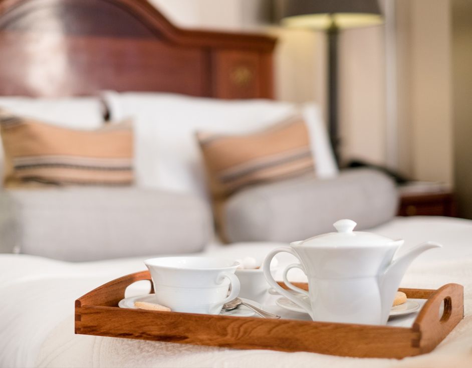 tray on bed